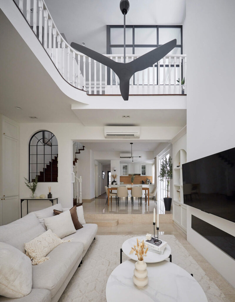 Double volume living room in a modern contemporary landed home