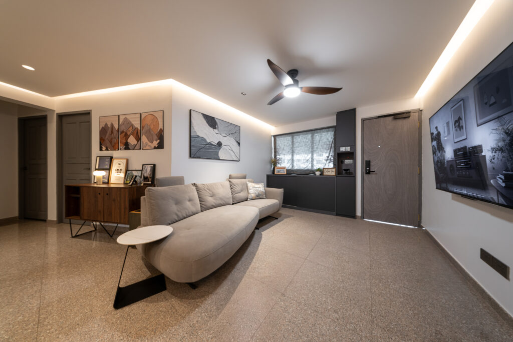 Full spatial layout view of the completed 4-room HDB renovation by Spacious Planners.